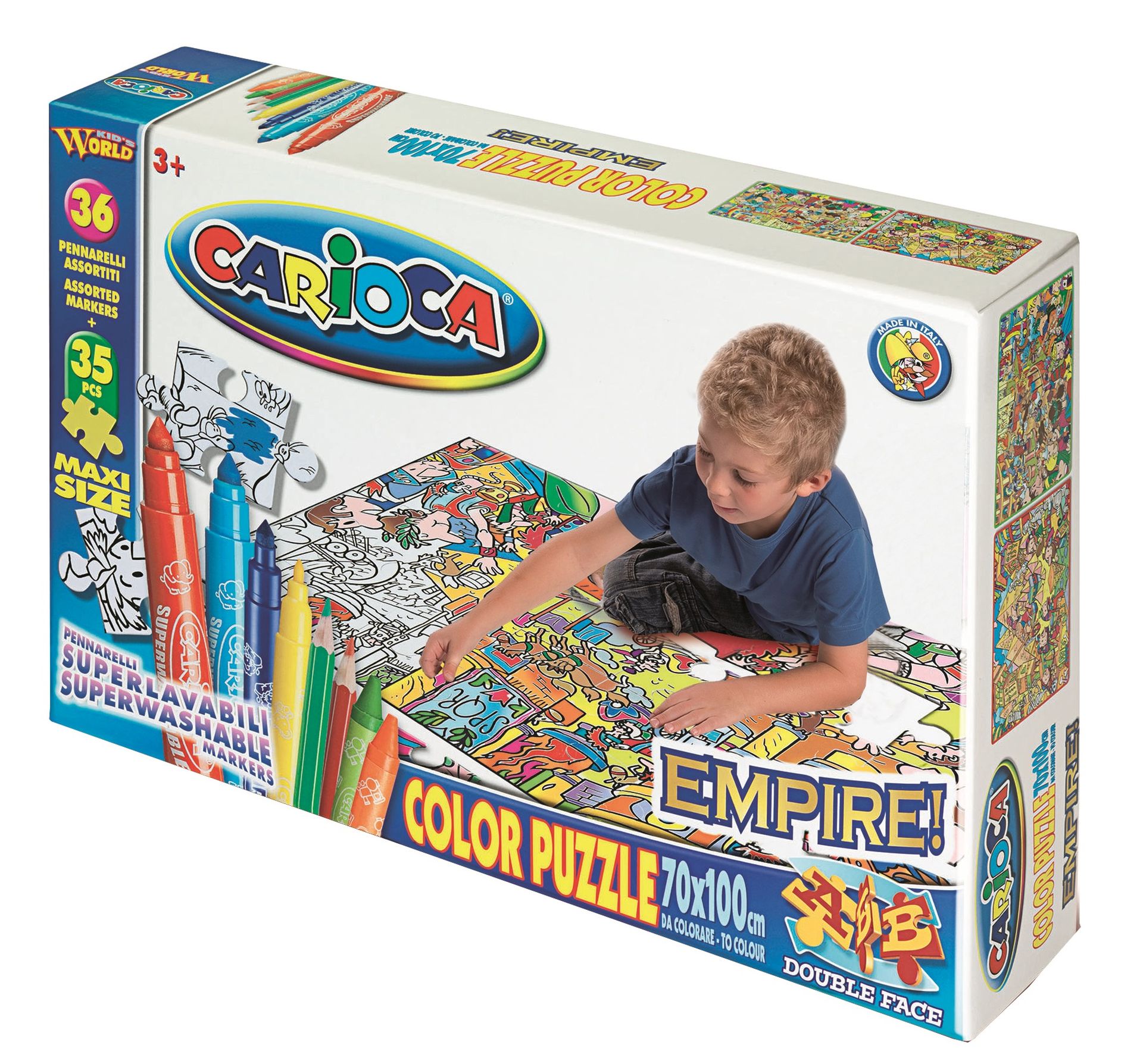 Maxi-Puzzle de colorat, 35 piese + 36 carioca lavabile, CARIOCA Empire