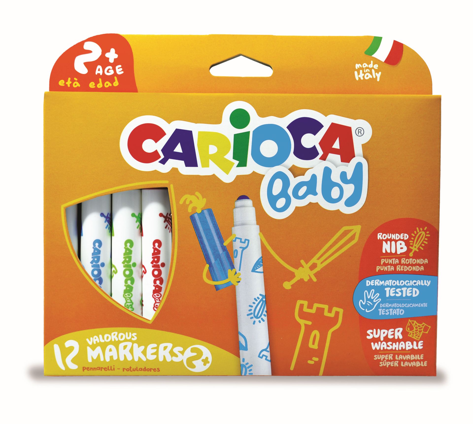 Carioca super lavabila, 12 culori/cutie, Carioca Baby 2 [CA-42814