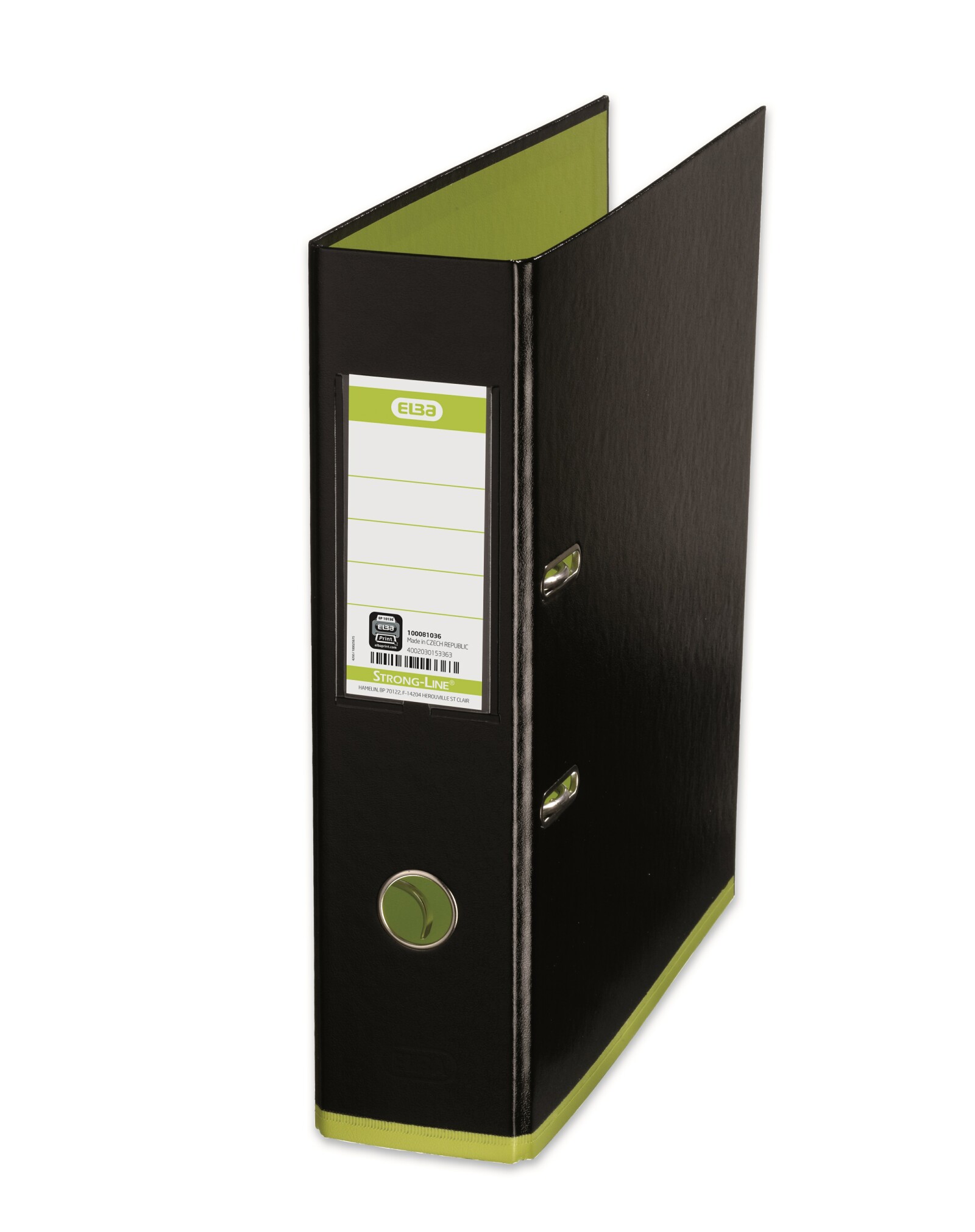 Biblioraft A4, plastifiat PP/PP, 80 mm, ELBA MyColour - negru/verde deschis