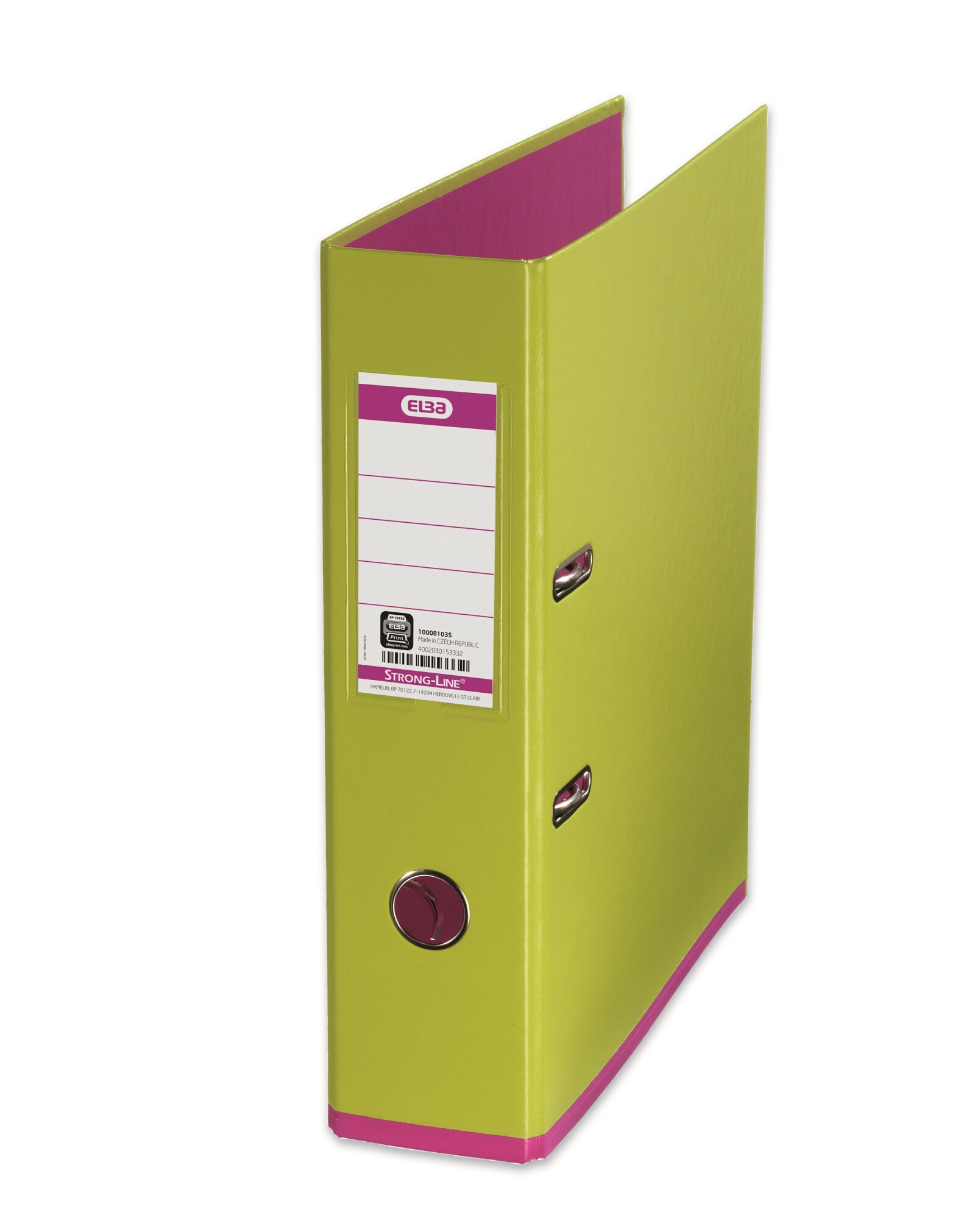 Biblioraft A4, plastifiat PP/PP, 80 mm, Elba MyColour - verde deschis/roz