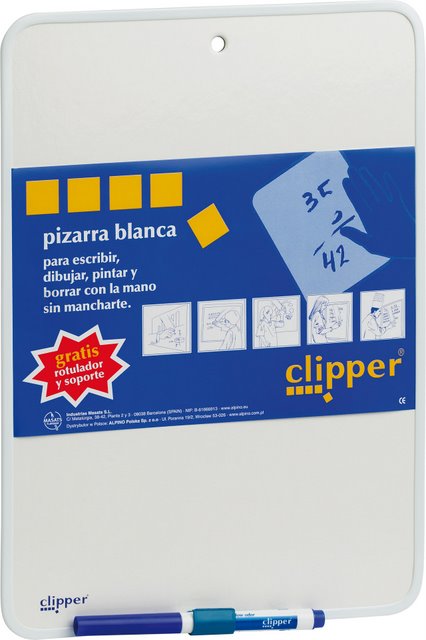 Tablita pentru scris 35 x 25 cm + marker, CLIPPER - alba