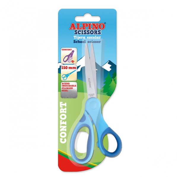 Foarfeca copiii, 15cm, cu rubber grip, in blister, ALPINO Confort