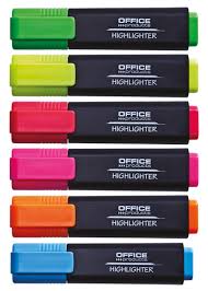 Textmarker varf lat, 6 culori/set, Office Products