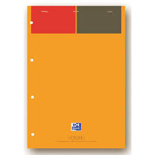 Blocnotes A4  dictando, Oxford International Notepad, 80 file-90g/mp, 4 perf., coperta carton