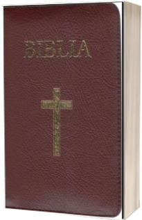 Biblia foarte mica, 043, coperta piele, grena, cu cruce, margini aurii, repertoar, fermoar