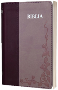Biblia foarte mica, 043, coperta pvc flexibila, roz, cuvinte cu rosu, margini argintii, repertoar
