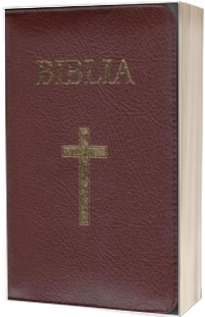 Biblia medie, 063, coperta piele, grena, cu cruce, margini aurii, repertoar