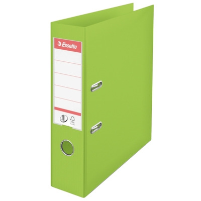 Biblioraft A4, plastifiat PP/PP, margine metalica, 75 mm, Esselte No. 1 Power - verde vivida