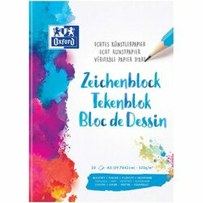 Bloc desen, OXFORD, A3, 20 file - 120g/mp, coperta carton - design