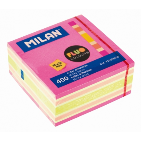 Bloc notes adeziv cub 76X76 fluo Milan