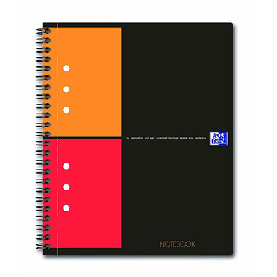 Caiet cu spirala A5  mate, Oxford Int. Notebook, 80 file-80g/mp, 10 perf., coperta carton rigid