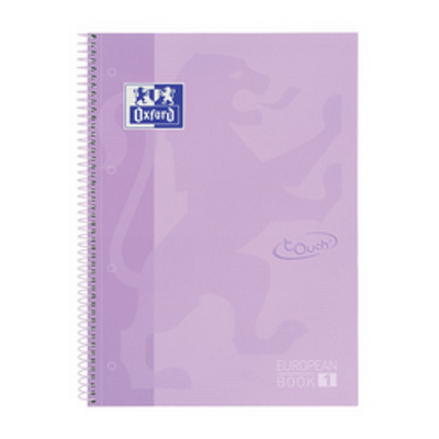 Caiet cu spirala, OXFORD Europeanbook 1, A4 , 80 file-90g/mp, hardcover mov pastel, Scribzee-dictand