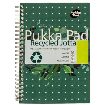 Caiet cu spirala Pukka Pad Jotta Recycled, A5 dictando, 110 pag, hartie 80 g, 100% reciclata, coperti cartonate, green