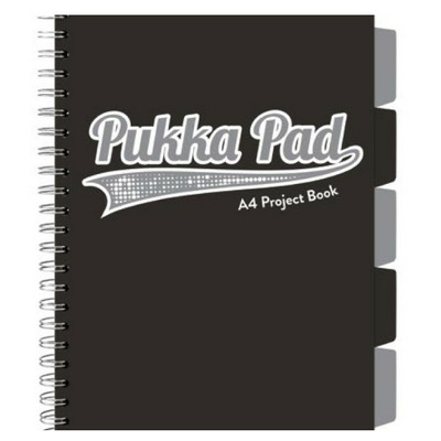 Caiet cu spirala si separatoare Pukka Pad Project Book, format A4 matematica, hartie 80g, 3101(BK)-WPC