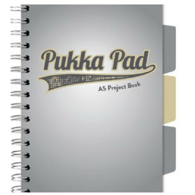 Caiet cu spirala si separatoare Pukka Pad Project Book, format A5, matematica, hartie 80g, 3111(GY)-WPC