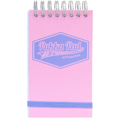 Caiet Pukka Pad Pastel, dictando, A7, hartie 80 g, 100 pag, coperti cartonate, roz 8903(PK)-PST