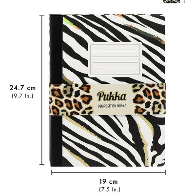 Caiet Pukka Pad Wild Collection, dictando, 24.7cm x 19cm, 140 pag, hartie 80g, Zebra