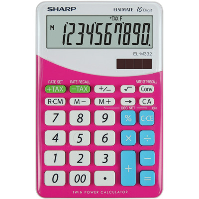 Calculator de birou, 10 digits, 149 x 100 x 27 mm, dual power, Sharp EL-M332BBL - gri/roz