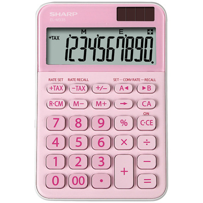 Calculator de birou, 10 digits, 149 x 100 x 27 mm, dual power, Sharp EL-M335BPK - roz