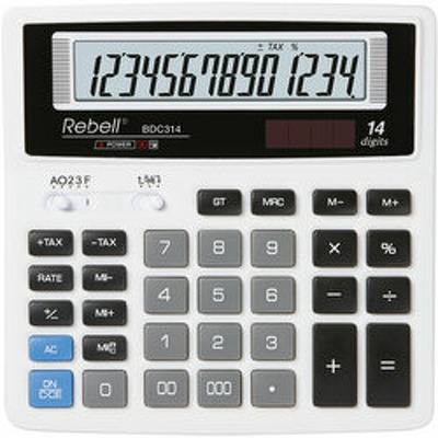 Calculator de birou, 14 digits, 156 x 156 x 30 mm, alb