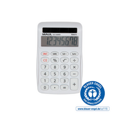 Calculator de birou Maul ECO MJ455, 8 digits, realizat din plastic reciclat, incarcare solara - alb