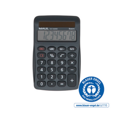 Calculator de birou Maul ECO MJ455, 8 digits, realizat din plastic reciclat, incarcare solara - gri