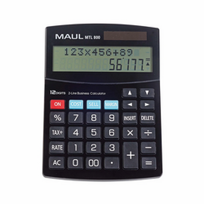 Calculator de birou MAUL MTL800, 12 digits, afisaj display cu 2 randuri - negru