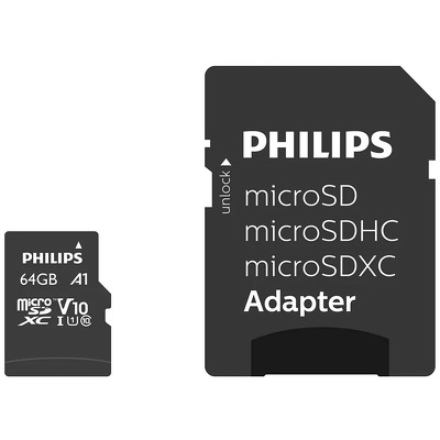 Card memorie Micro SDXC, cu adaptor SD, clasa 10, PHILIPS - 64GB