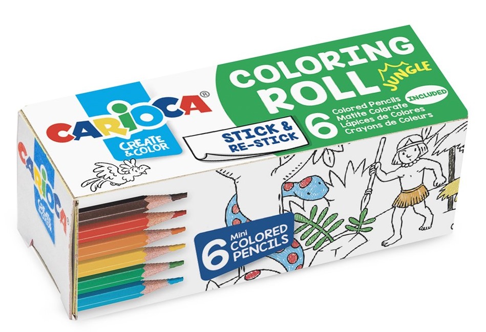 CARIOCA Coloring Roll Mini, 10 x 85 cm/rola, hartie autoadeziva - Jungle