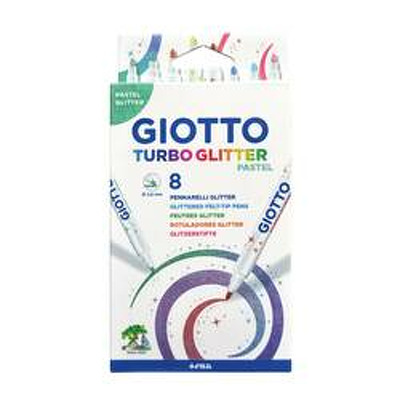 Carioca cu sclipici, 8 culori/cutie, GIOTTO Turbo Glitter Pastel