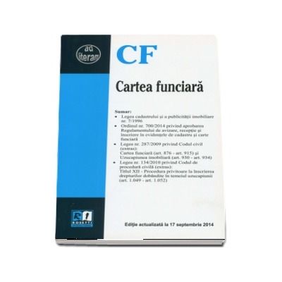 Cartea funciara. Editie actualizata la 17 septembrie 2014 *** ROSETTI INTERNATIONAL