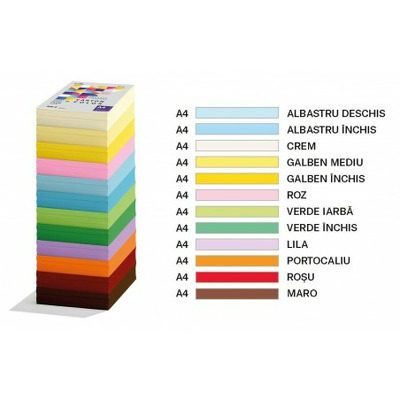 Carton color 160g/mp A4 250 coli  albastru deschis