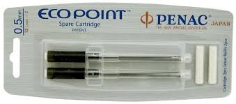 Set 2 cartuse cu mine 0.5mm, pentru creion mecanic + doua radiere, PENAC EcoPoint