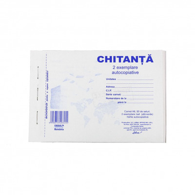 Chitantier A6, 2 exemplare autocopiative, 100 file
