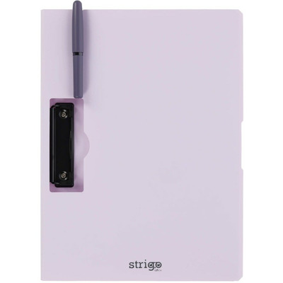 Clipboard Strigo vertical A4 cu clip metalic lateral, suport stilou, mov