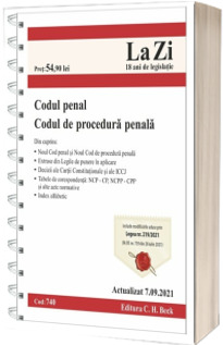 Codul penal si Codul de procedura penala. Cod 740. Actualizat la 7.09.2021