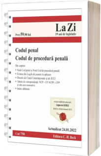 Codul penal si Codul de procedura penala. Cod 750. Actualizat la 24.01.2022