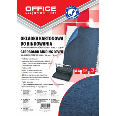 Coperta carton imitatie piele 250g/mp, A4, 100/top Office Products - bleumarin