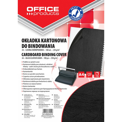 Coperta carton imitatie piele 250g/mp, A4, 100/top Office Products - negru