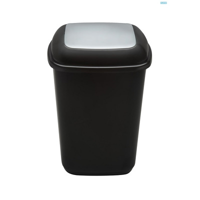 Cos plastic pentru reciclare selectiva, capacitate 28l, Plafor Quatro - negru cu capac gri