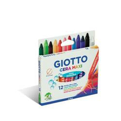 Creioane cerate din plastic, 12 culori/cutie, GIOTTO Cera Maxi