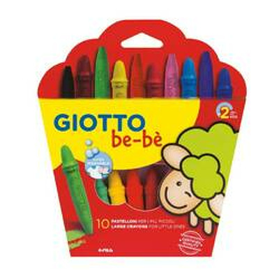 Creioane cerate din plastic cu ascutitoare, 10 culori/cutie, GIOTTO be-be