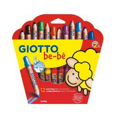 Creioane colorate jumbo cu ascutitoare, 12 culori/cutie, GIOTTO be-be