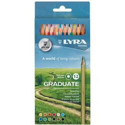 Creioane colorate LYRA Graduate Graphite, 12 culori/cutie