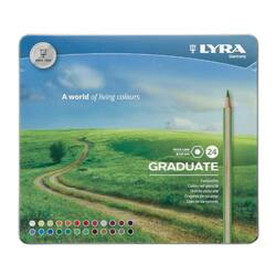 Creioane colorate LYRA Graduate Graphite, 24 culori/cutie metalica