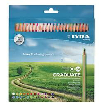 Creioane colorate LYRA Graduate Graphite, 24 culori/cutie