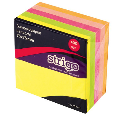 Cub Notite Adezive Strigo 75X75Mm 400 File Neon