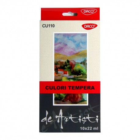 Culori tempera 10 culori 22 ml Artist Daco