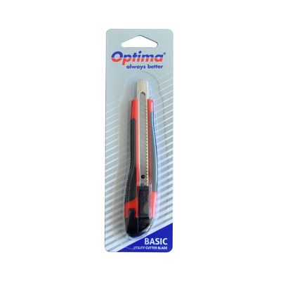 Cutter basic Optima, lama 9mm SK7, sina metalica, ABS cu rubber grip