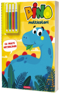 Dino multicolori. Carte de colorat cu abtibilduri